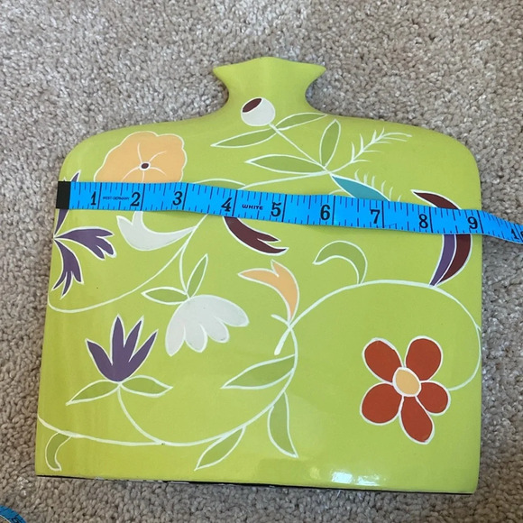 Toyo Next by Jill Rosenwald Art Deco Vase 70s Green‎ Floral Print MCM Abstract - Picture 12 of 17